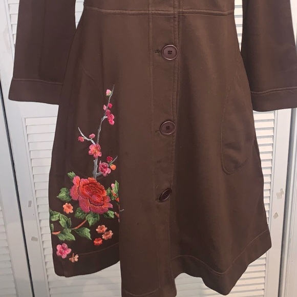 Johnny Was Jacket Boho Artesian brown floral embroidery - Picture 4 of 9